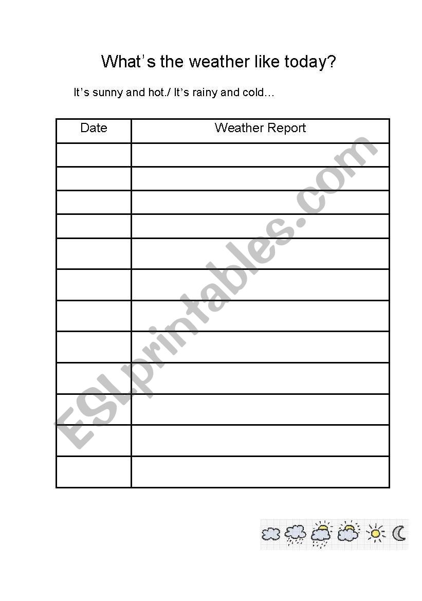English worksheets Weather report