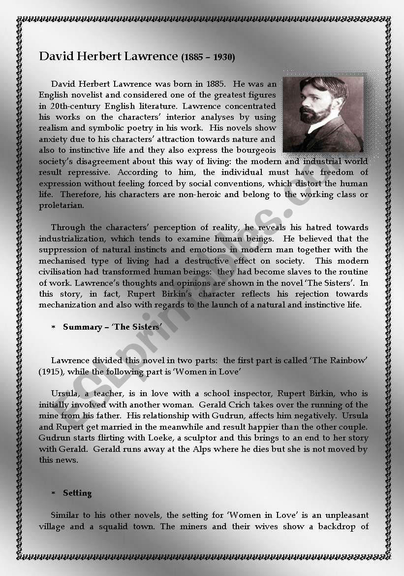 Â´The SistersÂ´ by David Herbert Lawrence 