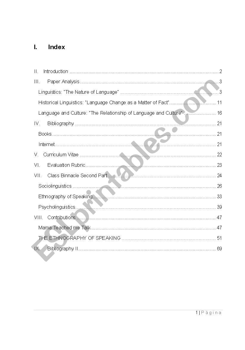 linguistics worksheet