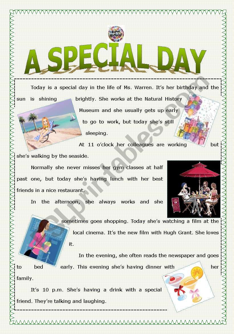 A Special Day worksheet