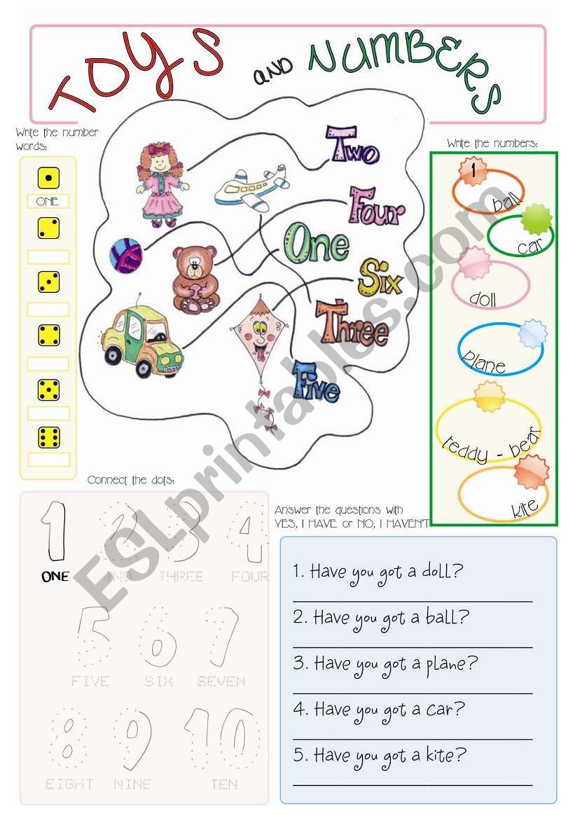 toys and numbers worksheet