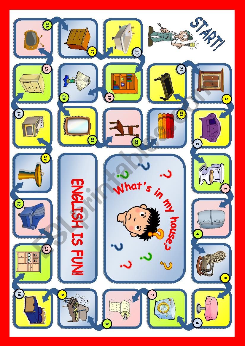 "WHAT´S IN MY HOUSE?" BOARD GAME (BOARD GAME AND "HOUSE CARD") ESL