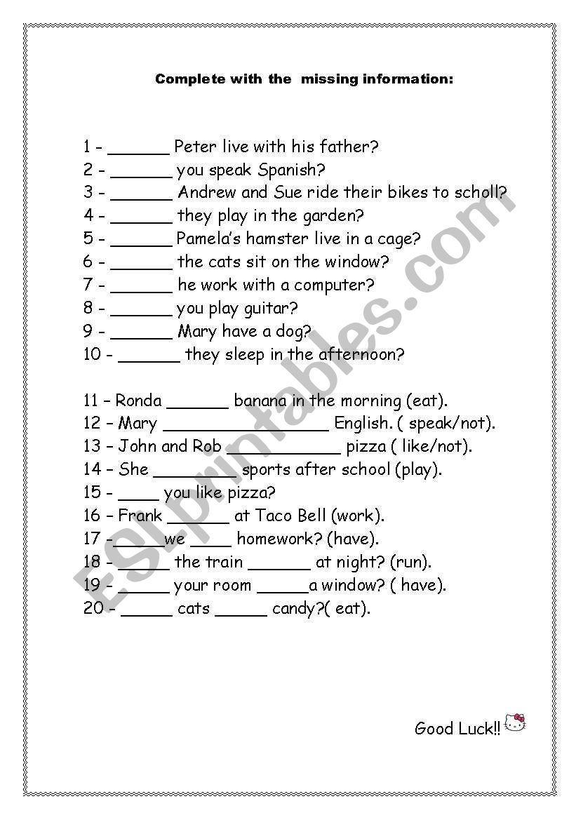 Dp.Does Exercises worksheet