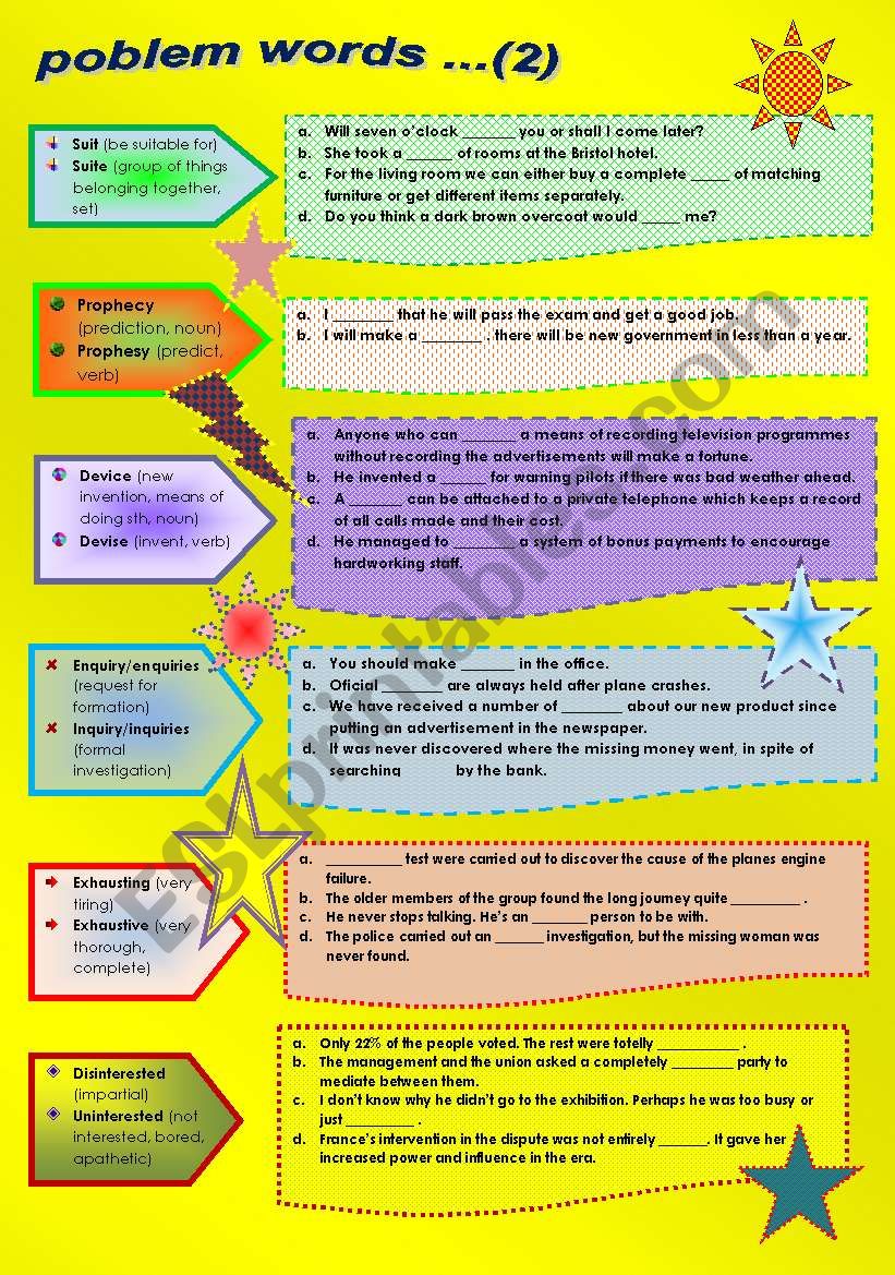 PROBLEM WORDS (PART 2) worksheet