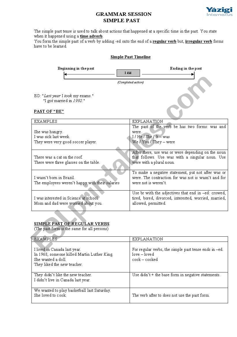 SIMPLE PAST worksheet