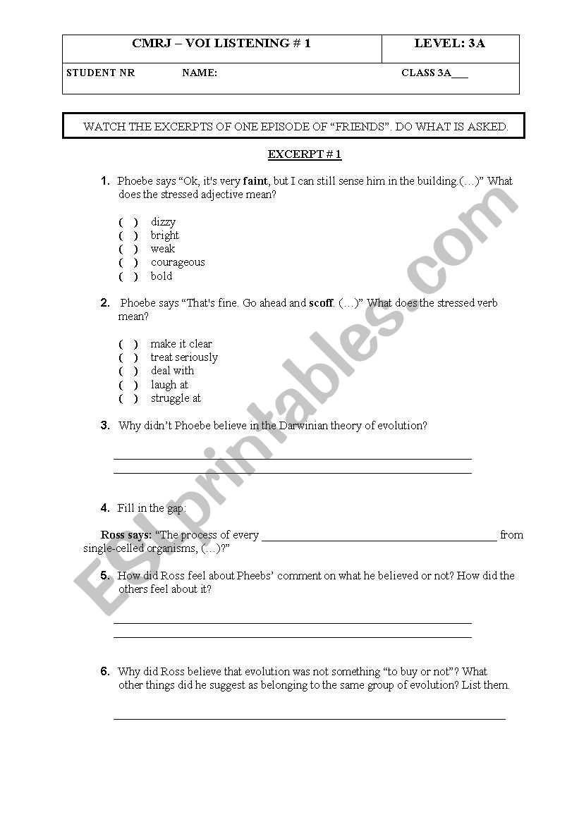 FRIENDS -  worksheet