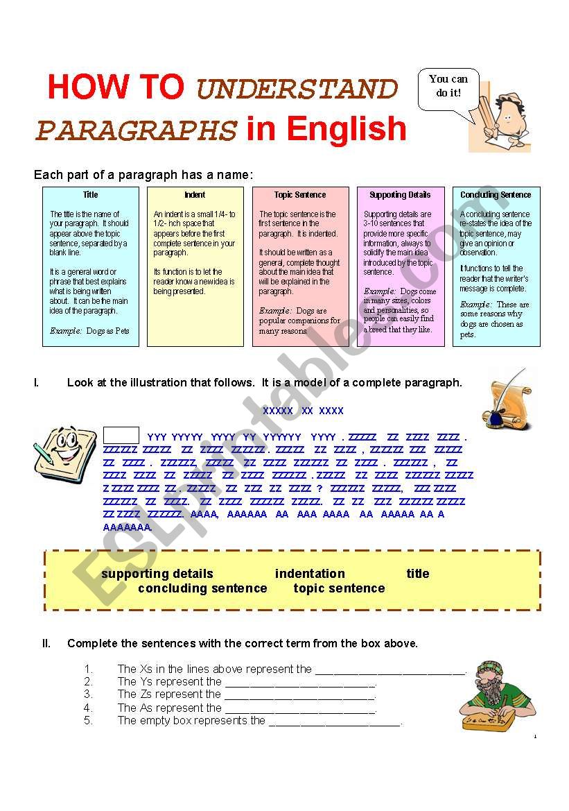 Understanding Paragraphs in English (4 pages)