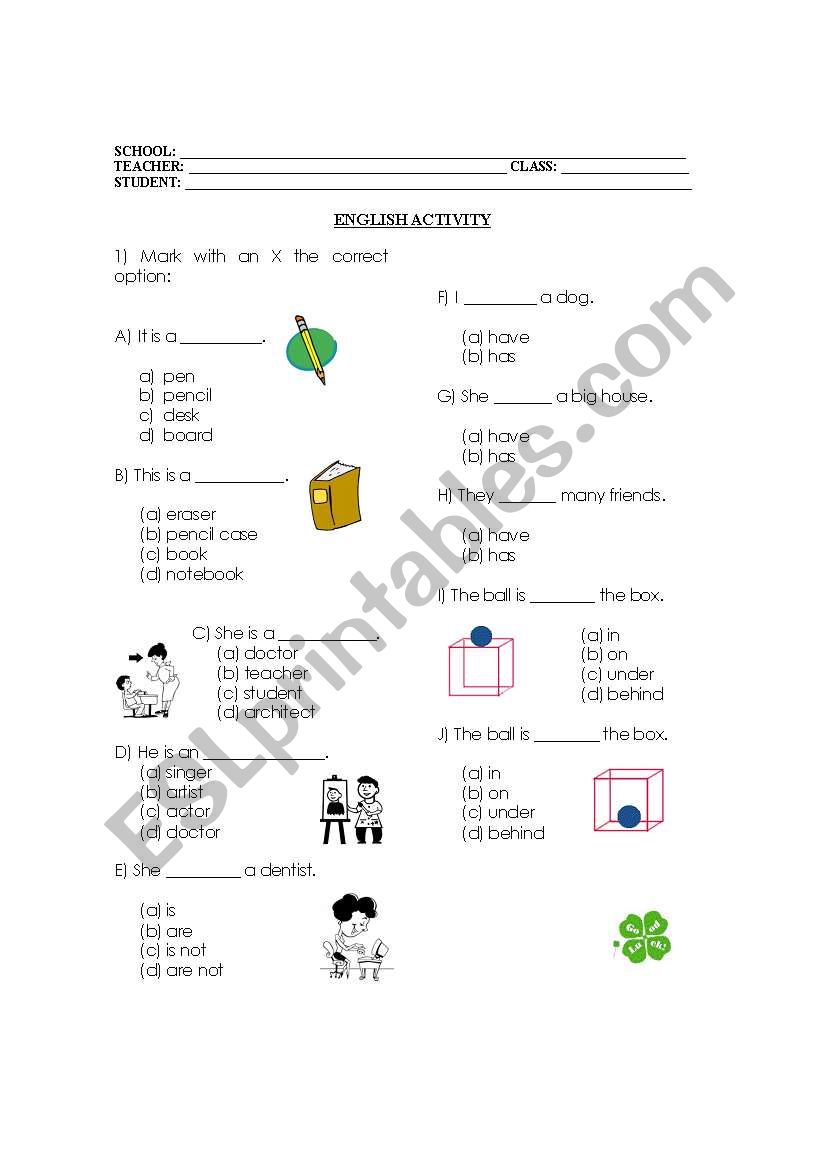 ENGLISH TEST worksheet