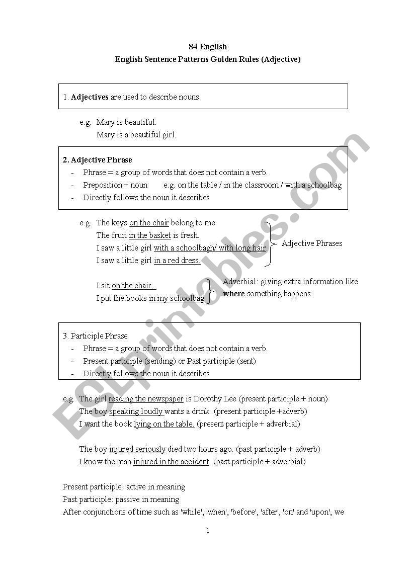 Adjectives worksheet