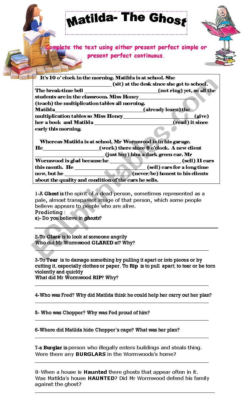 Matilda- Tenses worksheet