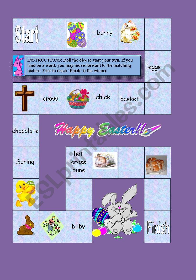 Easter Fun/ Vocab Board Game worksheet