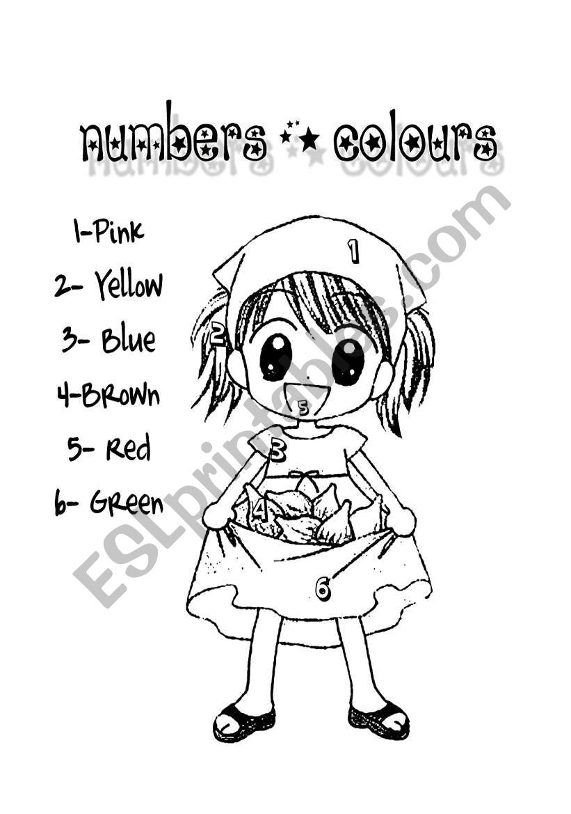 Numbers & colours worksheet