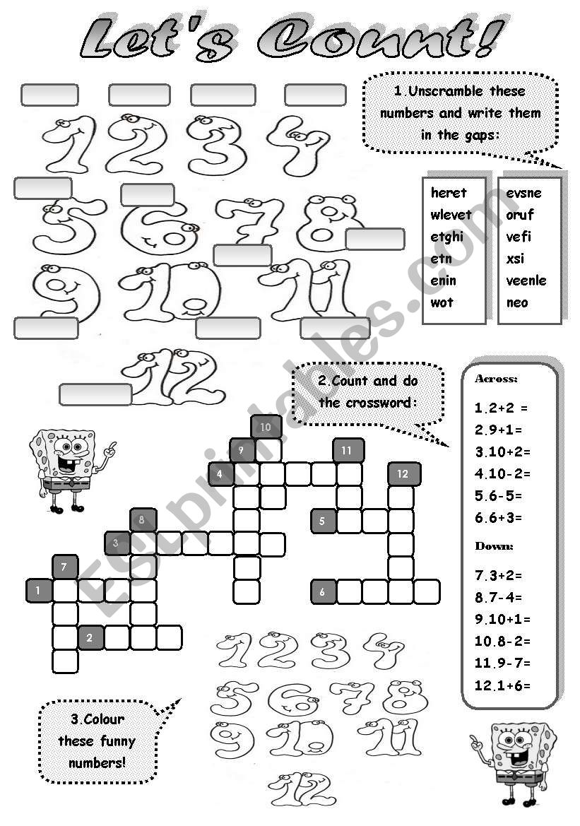 LETS COUNT! - NUMBERS 1-12 (some activities to practise numbers)