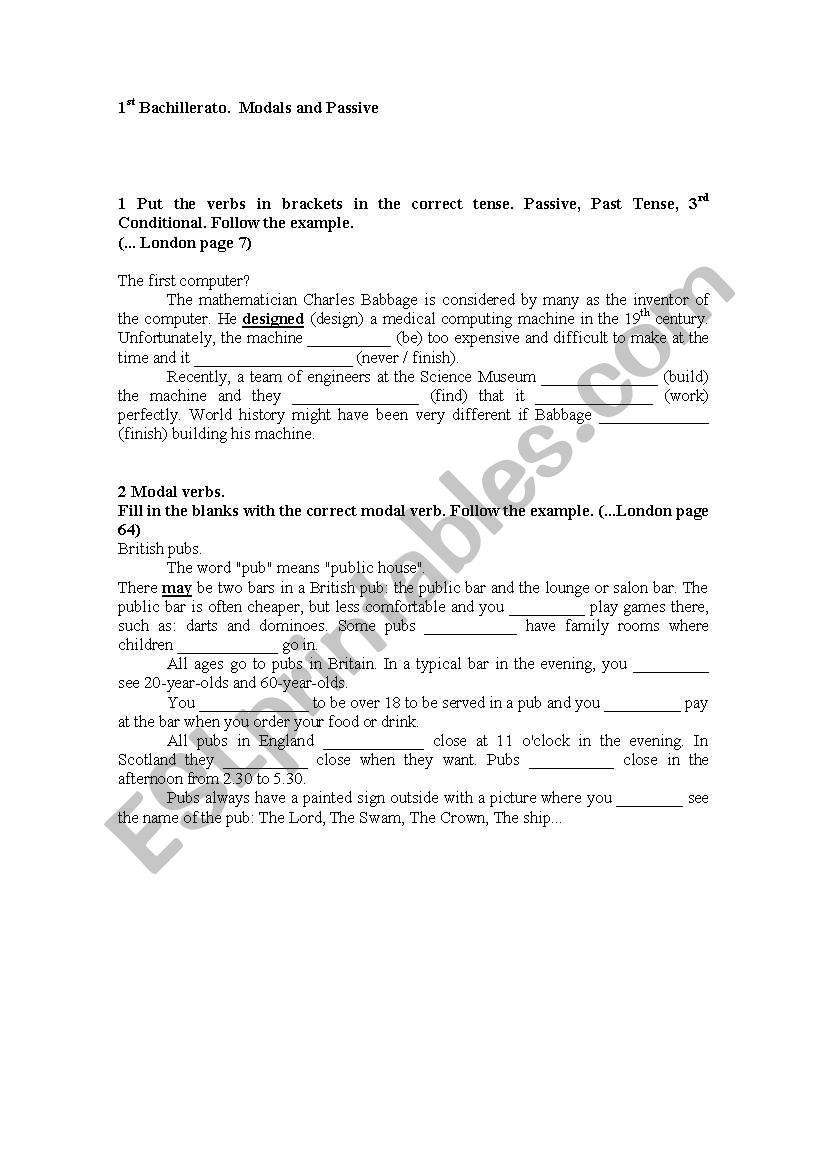 Modals and passives worksheet