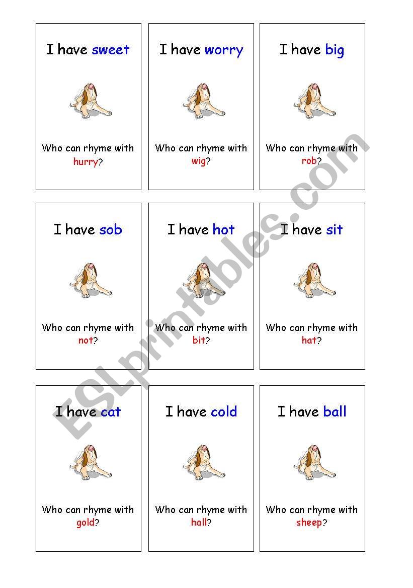 Rhyme Class Loop Game worksheet