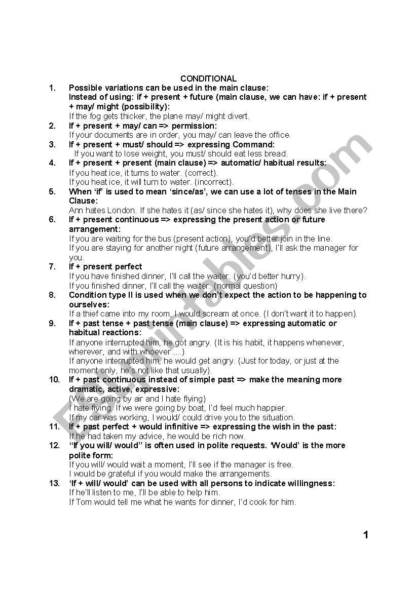 Conditional Summary worksheet