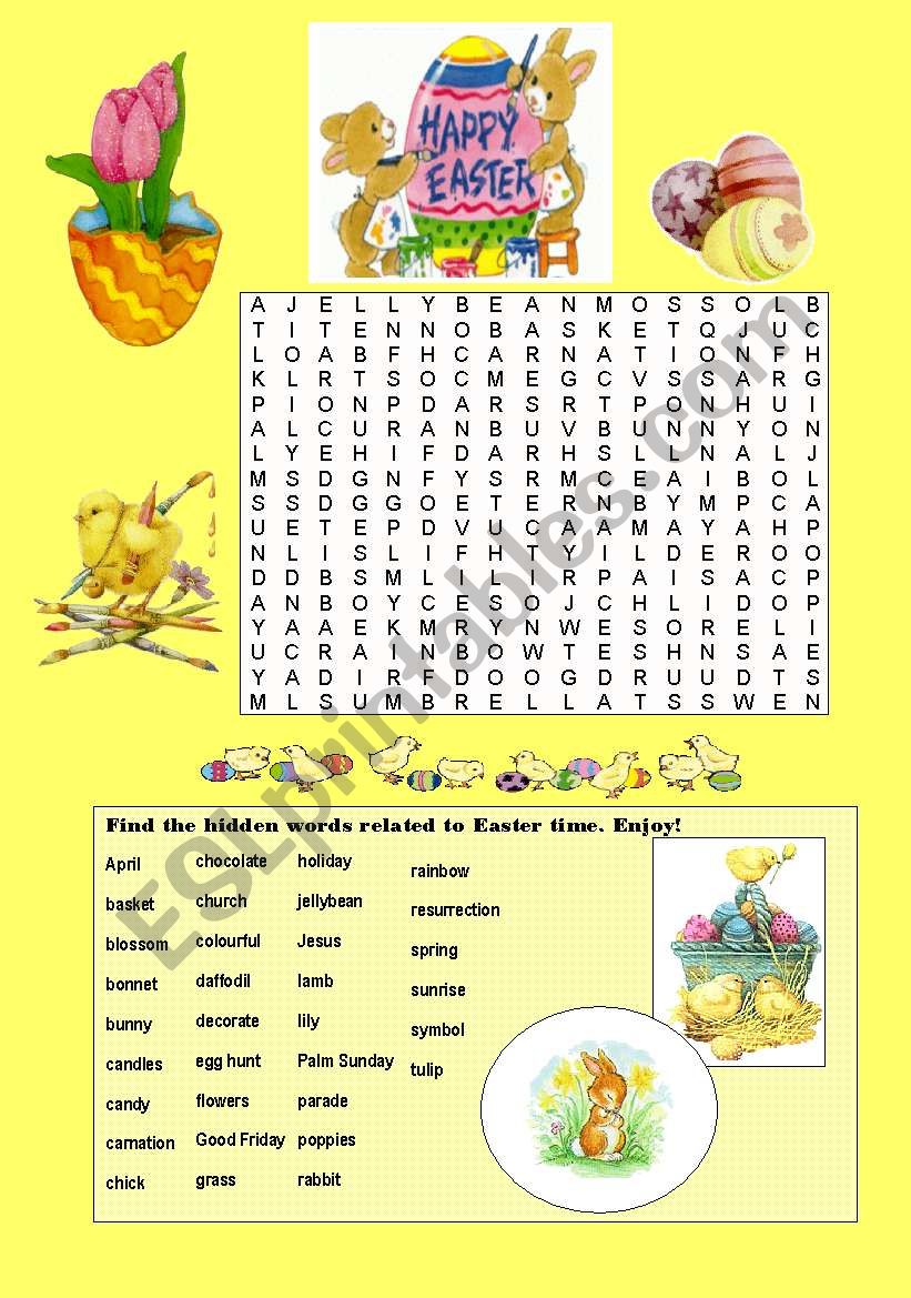 Easter Wordsearch worksheet