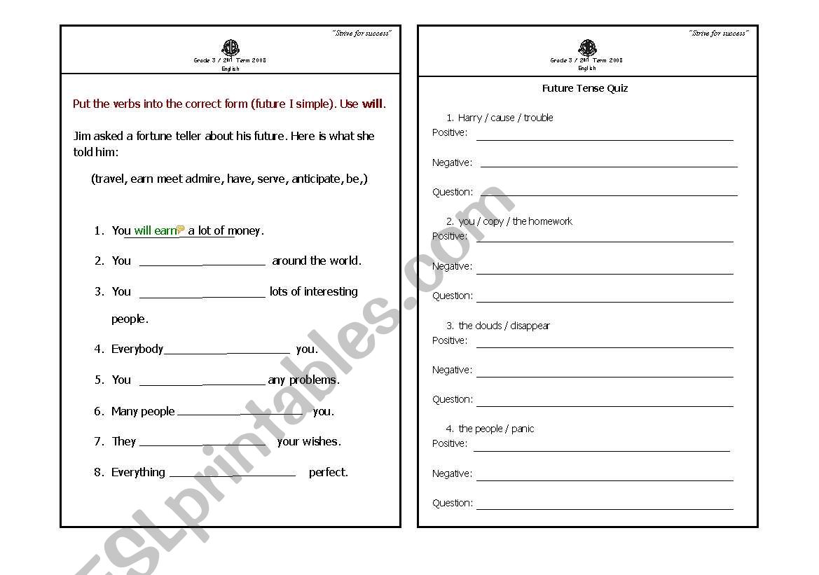 future tense worksheet