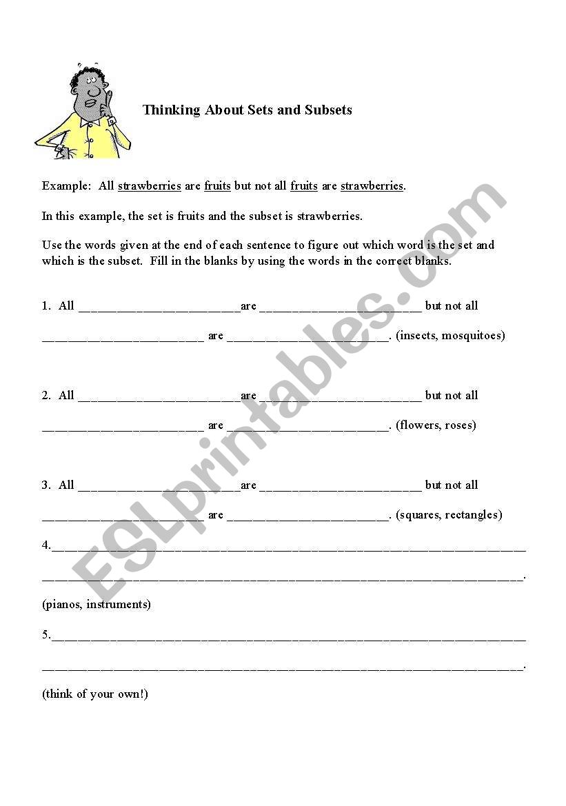 Sets and subsets worksheet