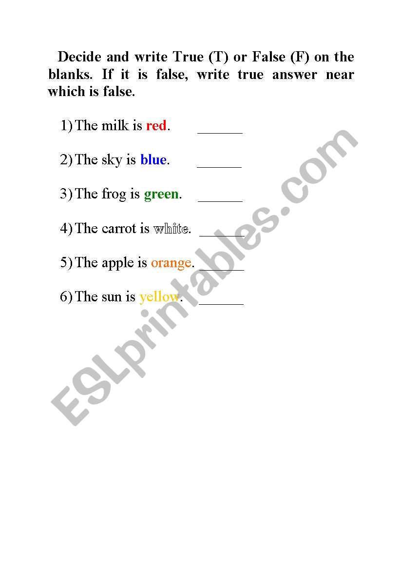 Colors worksheet