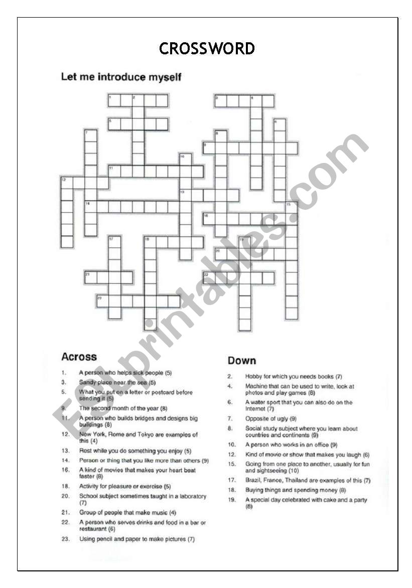 CROSSWORD Let me introduce myself