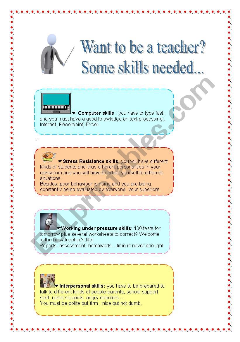 teacher skills! worksheet