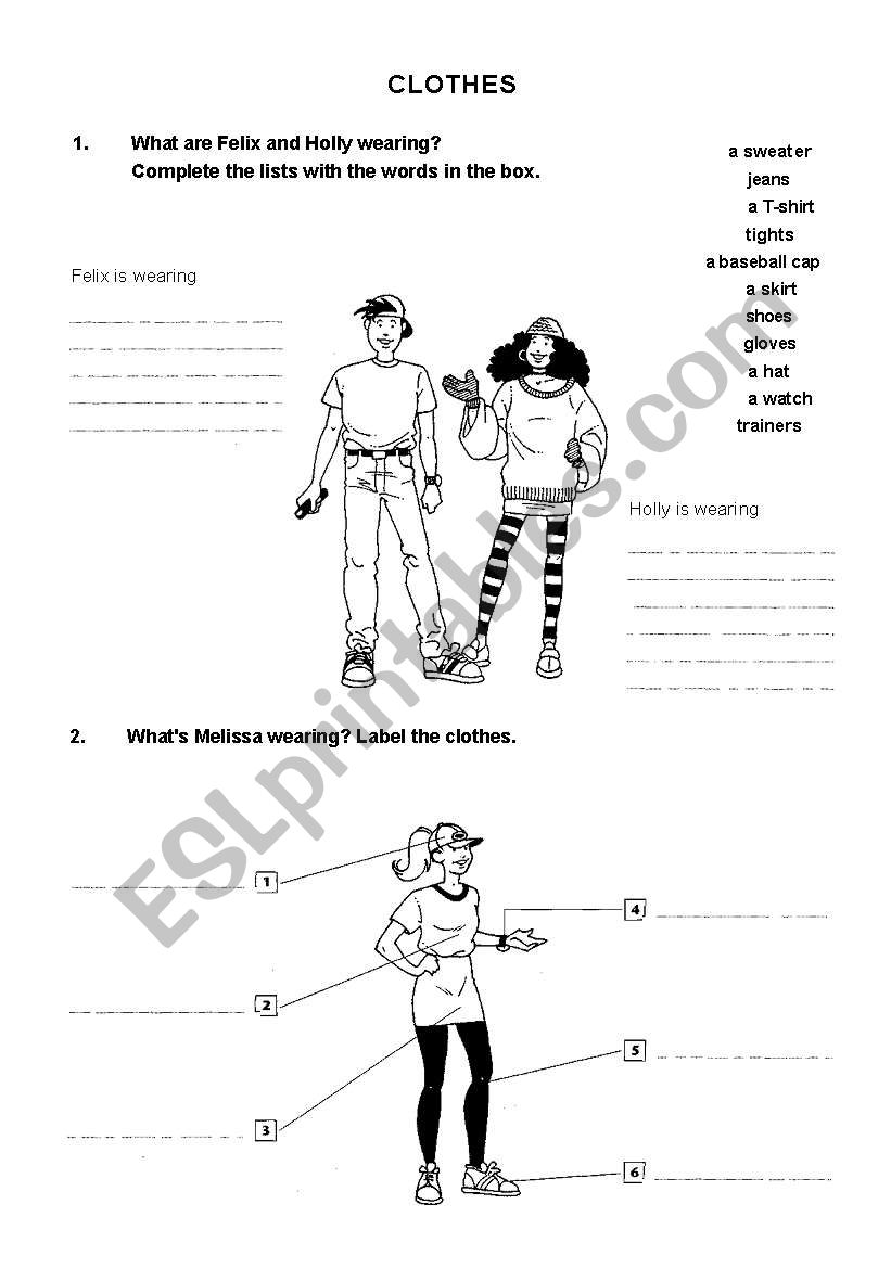 CLOTHES worksheet