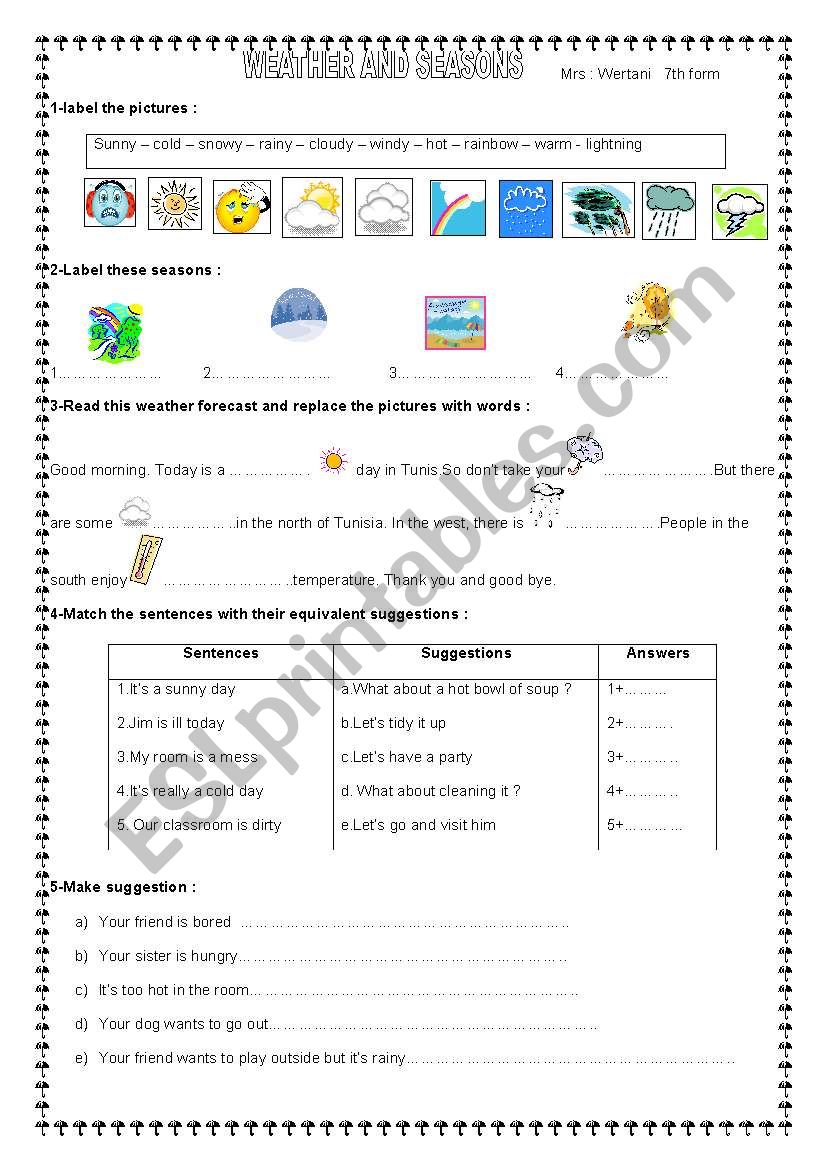 weather and seasons worksheet