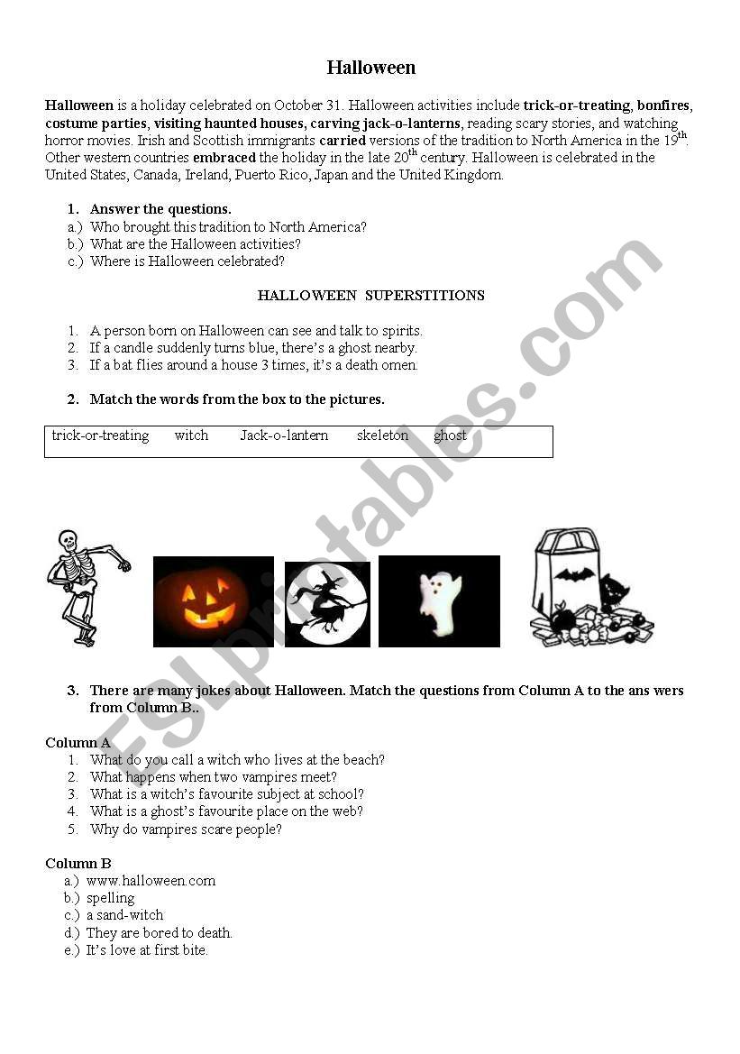 Halloween superstitions and jokes