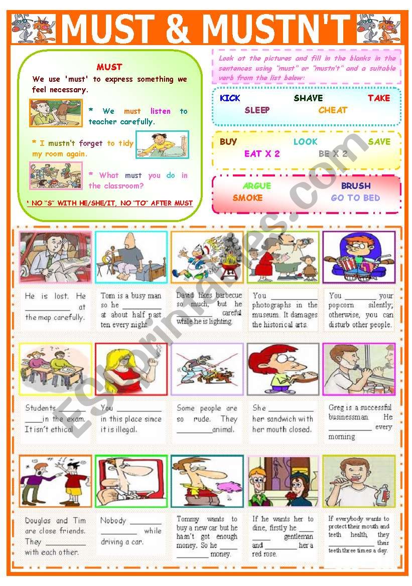 MUST & MUSTN´T - ESL worksheet by abut