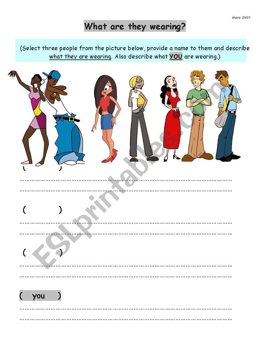 What are they wearing today? worksheet