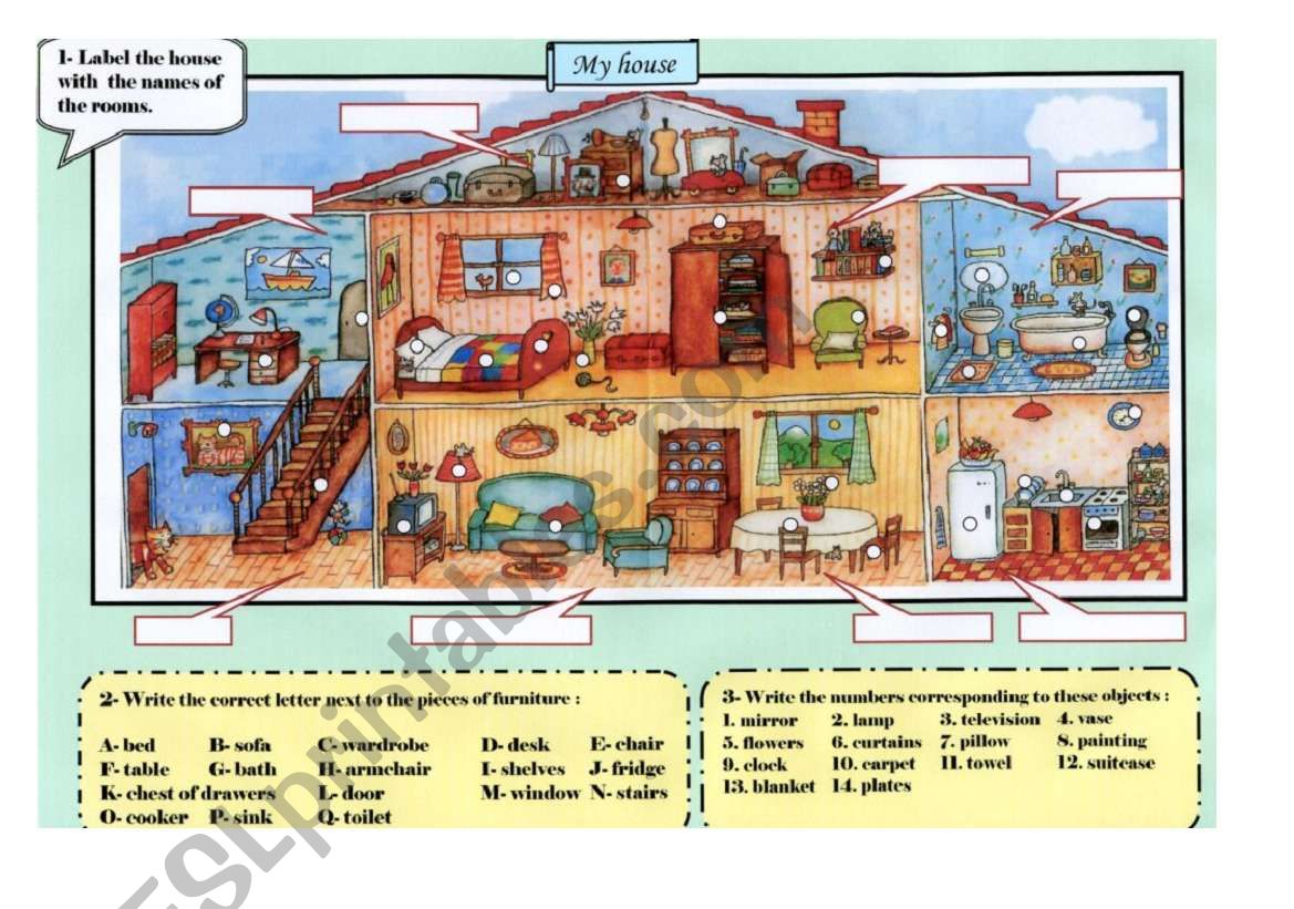 a-house-vocabulary-esl-worksheet-by-missbrittany