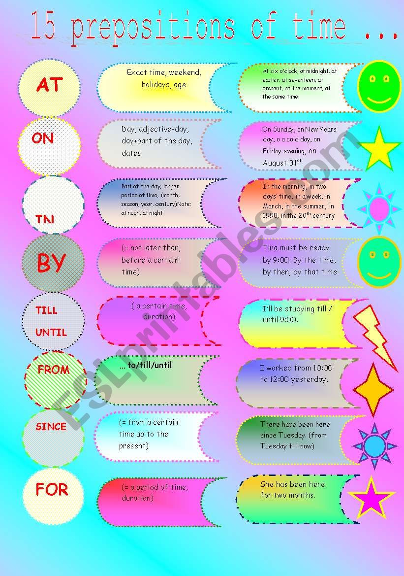 15 PREPOSITIONS OF TIME (COLOURED)