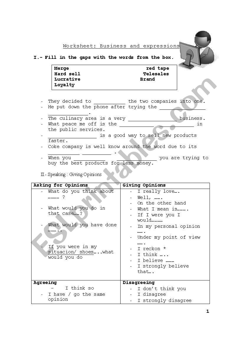 Business & expressions worksheet