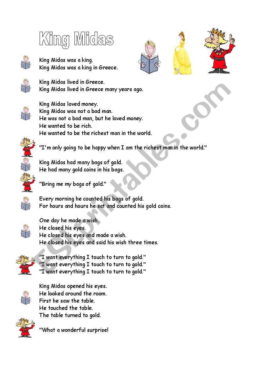 King Midas ( 5 pages) worksheet