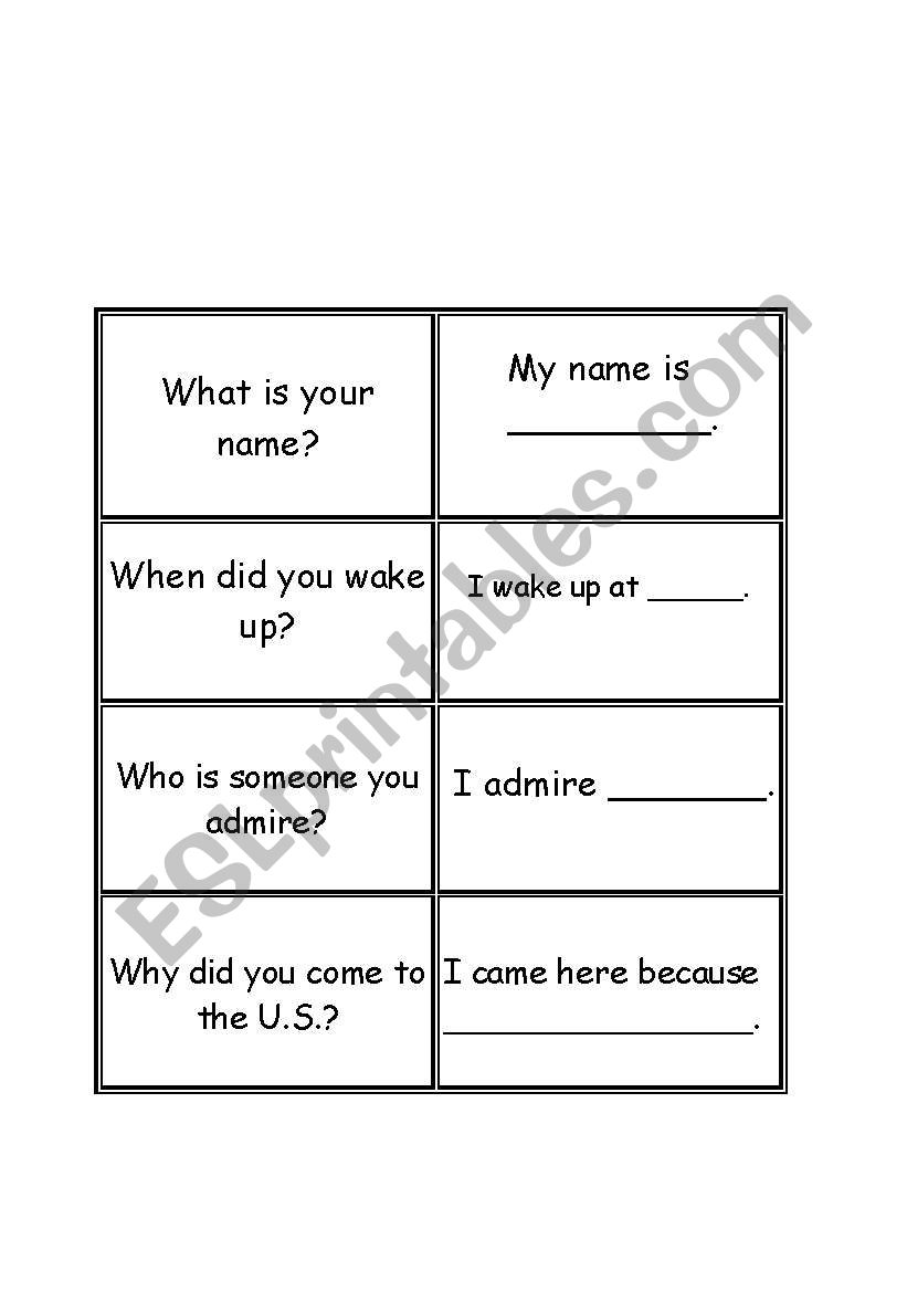 Question and Answer Matching worksheet