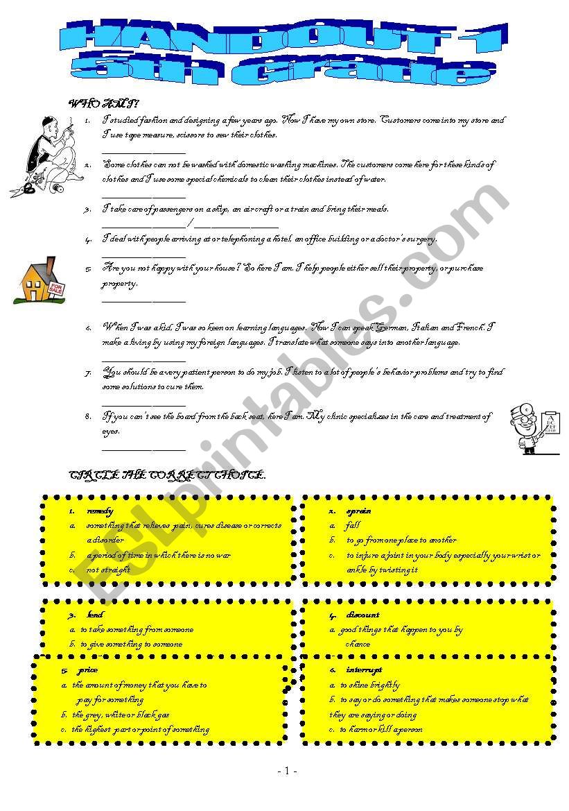 vocab HO worksheet