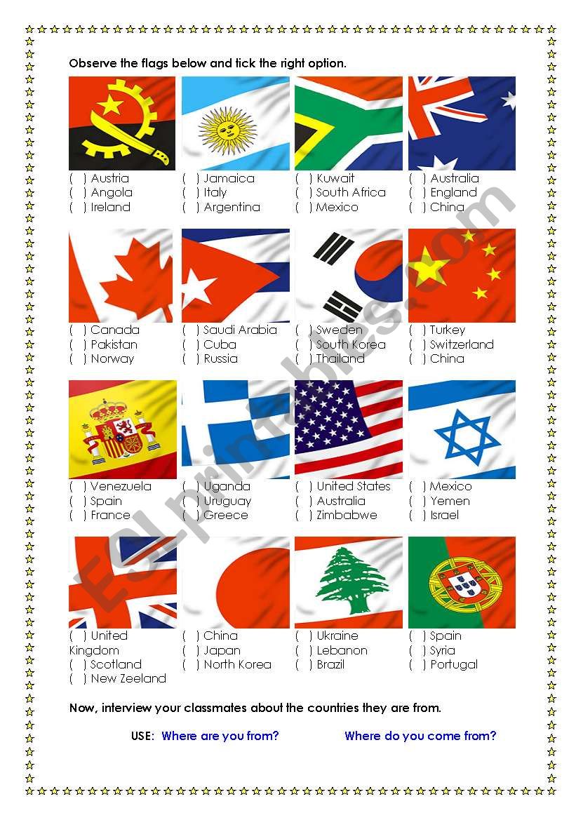 flags worksheet
