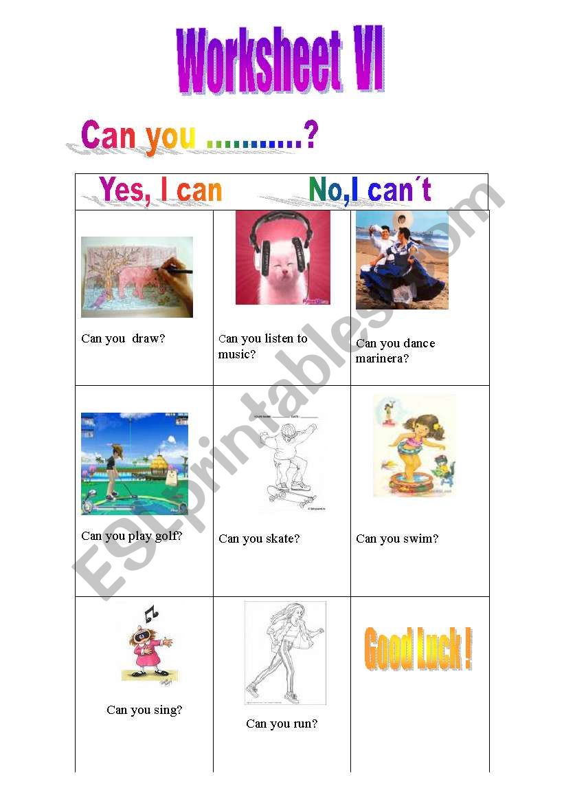 Can you...............? worksheet