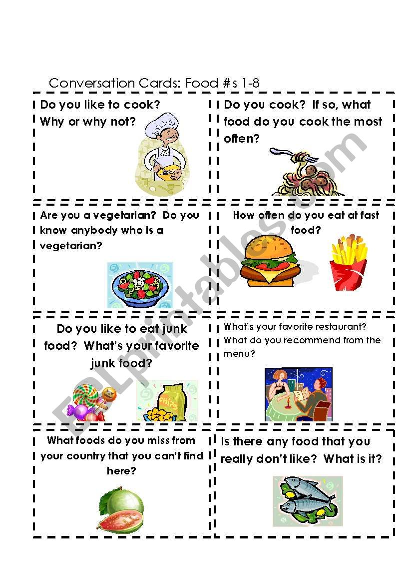 Conversation Cards Food #s 1-8