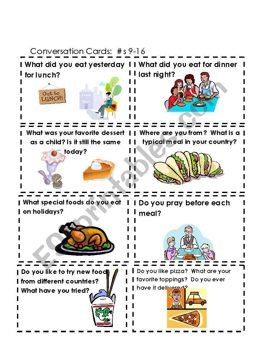 Conversation Cards  Food  #s 9-16