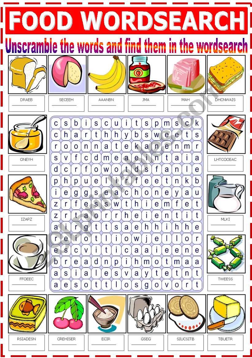 FOOD WORDSEARCH worksheet