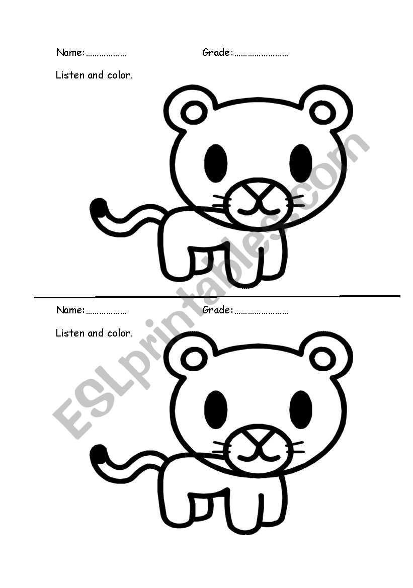 listen and color worksheet