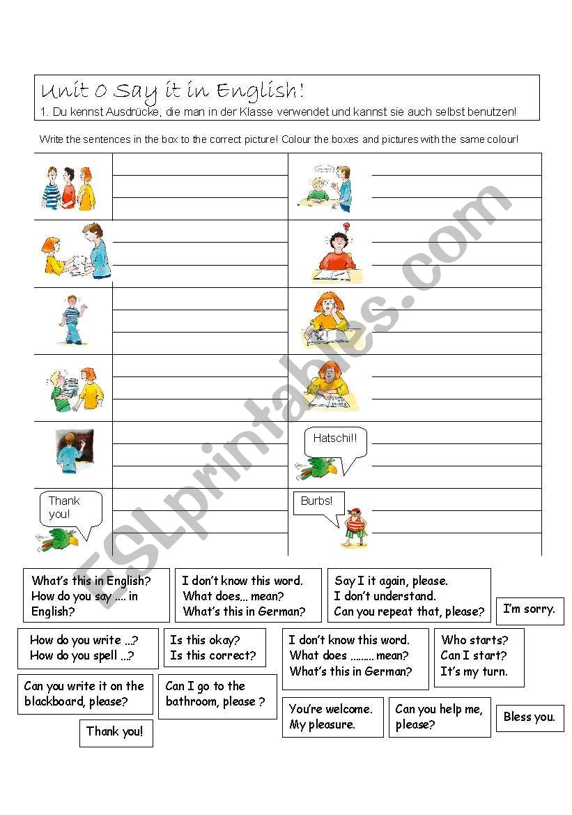Say it in English worksheet