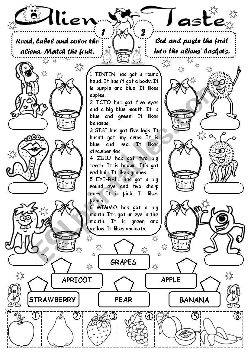 Alien Taste (fruit) worksheet