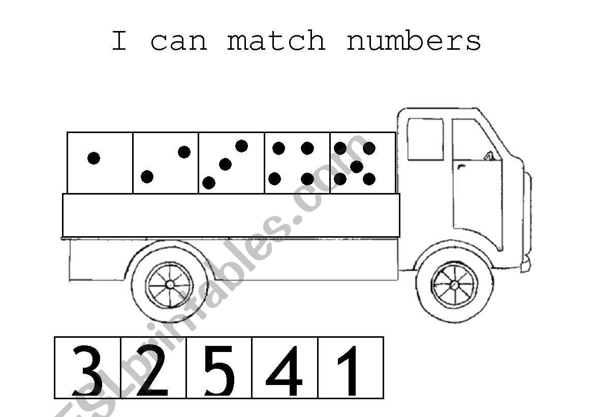 Truck number match worksheet