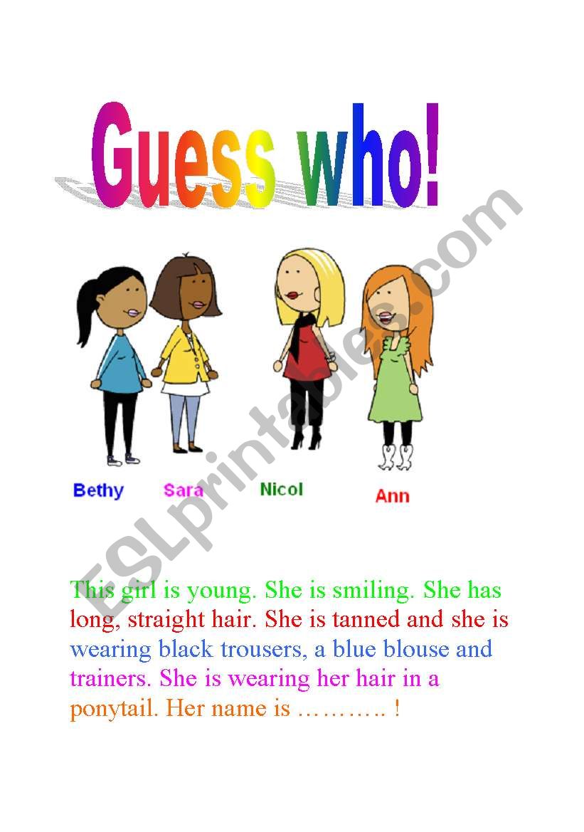 Guess who! worksheet