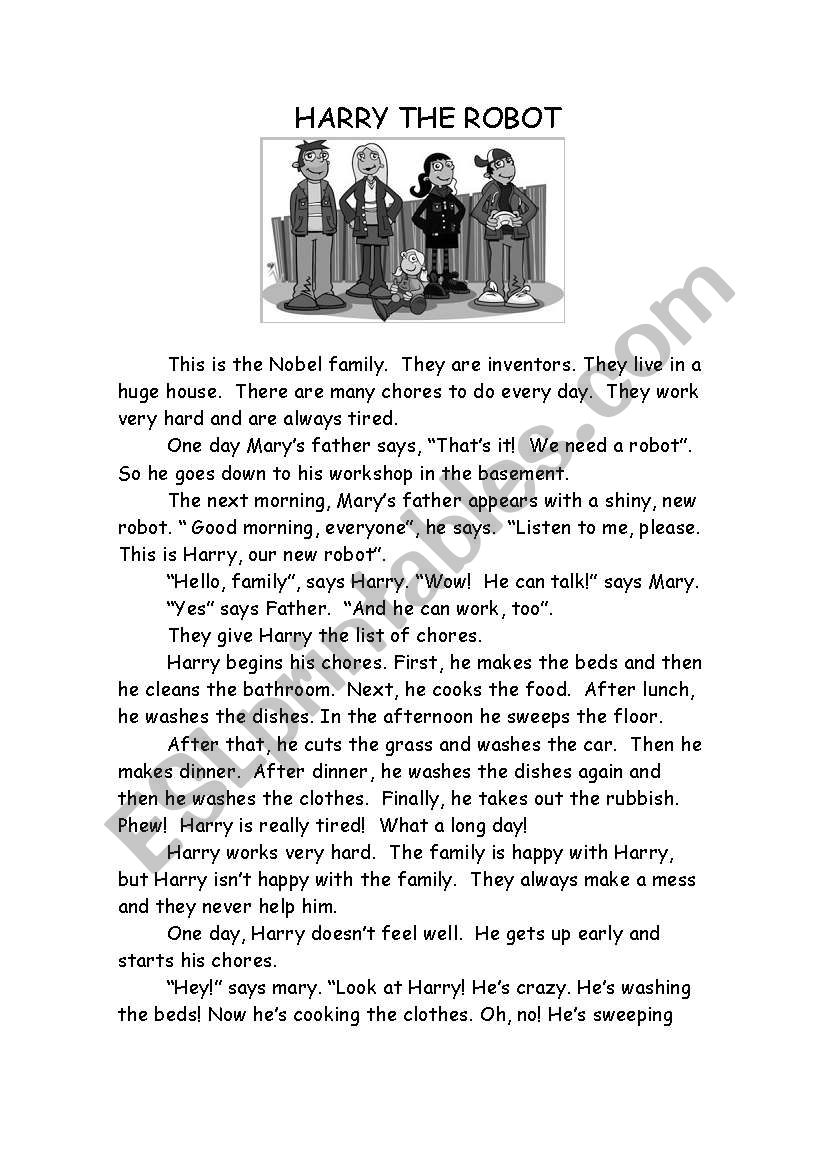 HARRY THE ROBOT worksheet