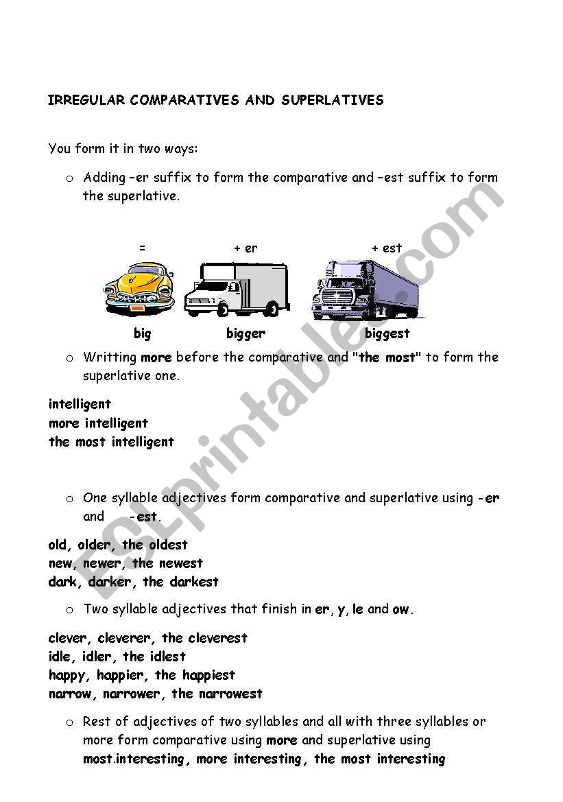 COMPARATIVES AND SUPERLATIVES worksheet