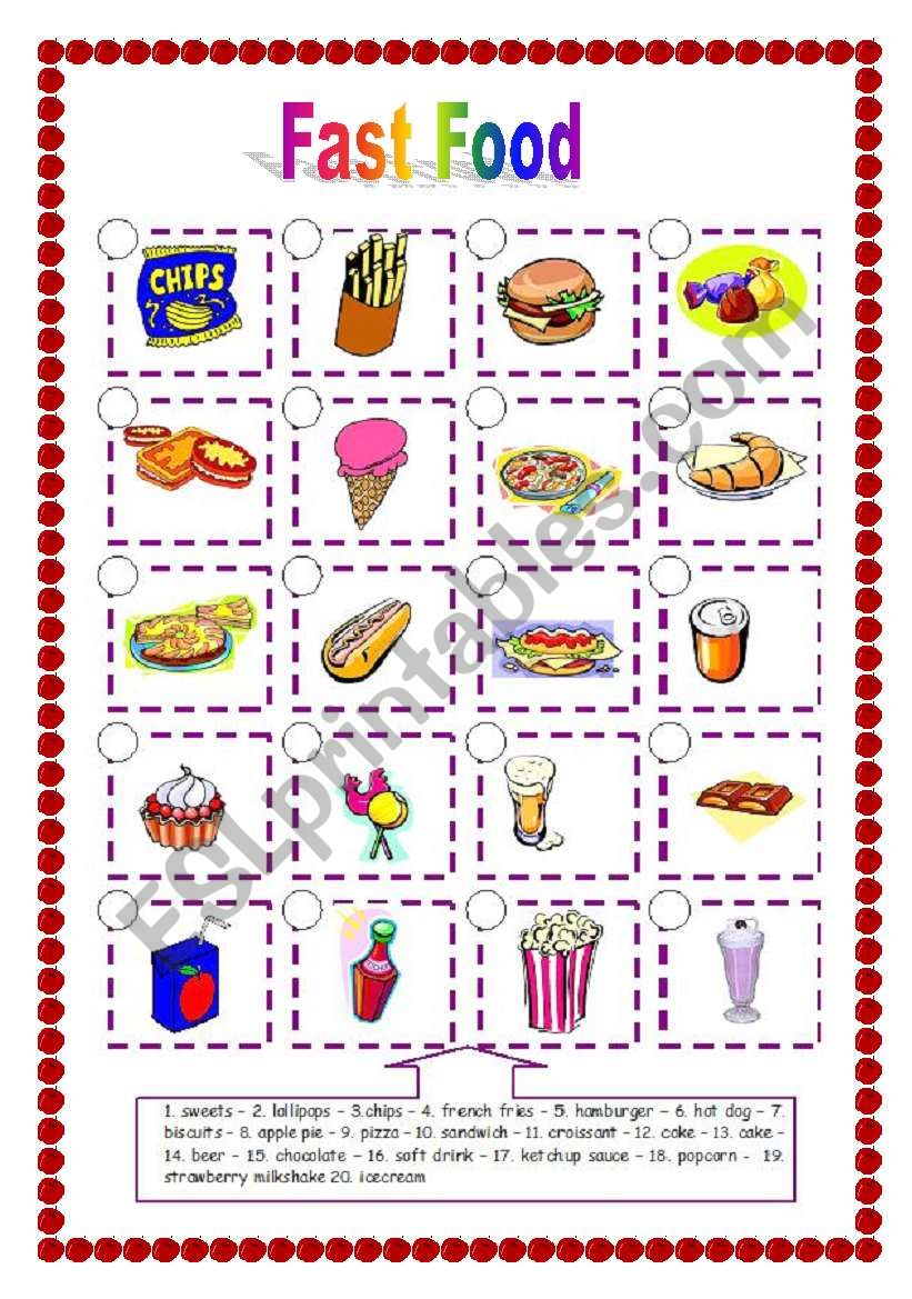 Fast Food (06.04.09) worksheet